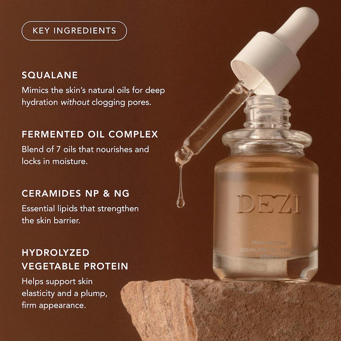DEZI SKIN – Pink Nectar Squalane Oil-Serum Hydrating Drops (50 mL / 1.7 fl oz)