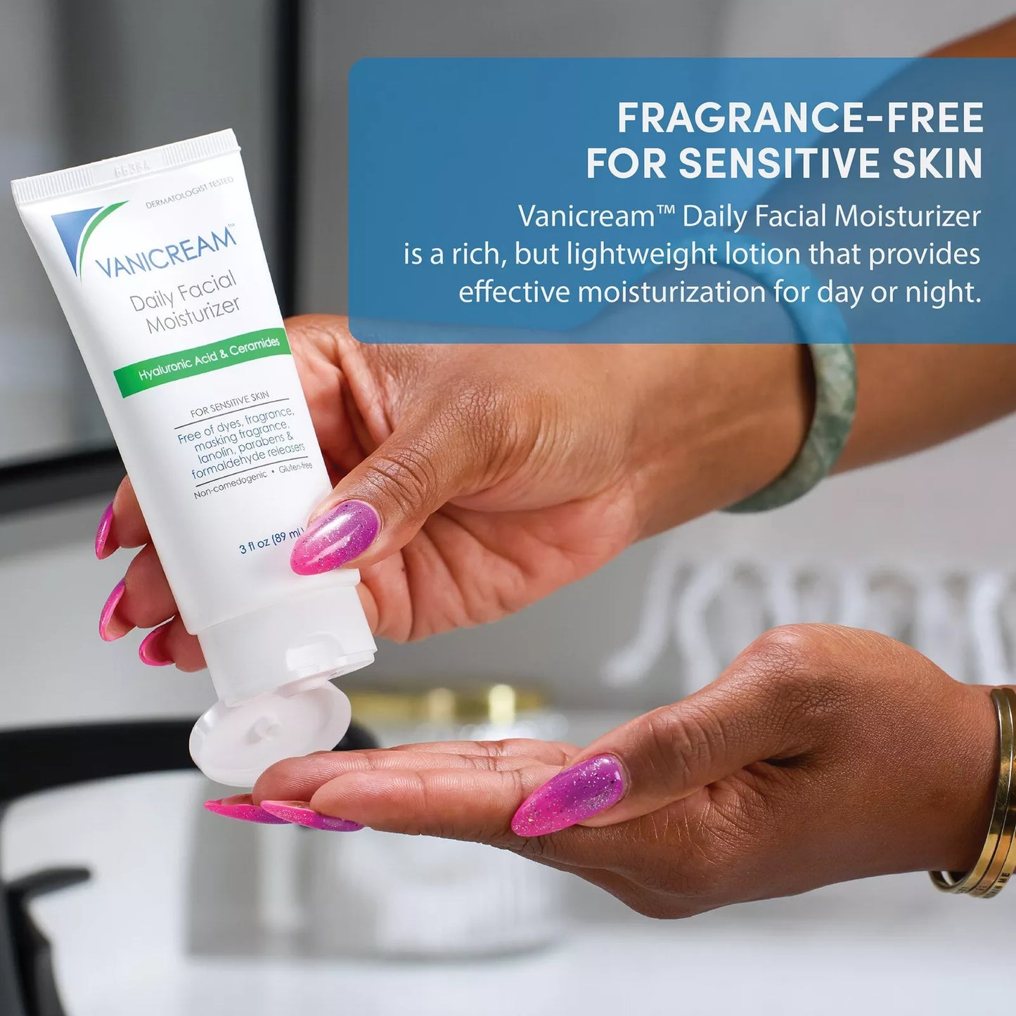 Vanicream – Daily Facial Moisturizer with Hyaluronic Acid & Ceramides (3 oz)