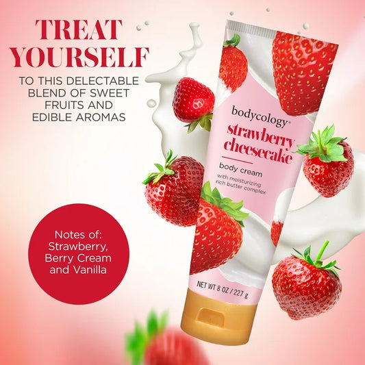 Bodycology Shea Butter Body Cream, Strawberry Cheesecake – 8 oz