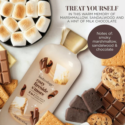 Bodycology 2-in-1 Body Wash & Bubble Bath, Cozy Fireside S’more – 16 fl oz