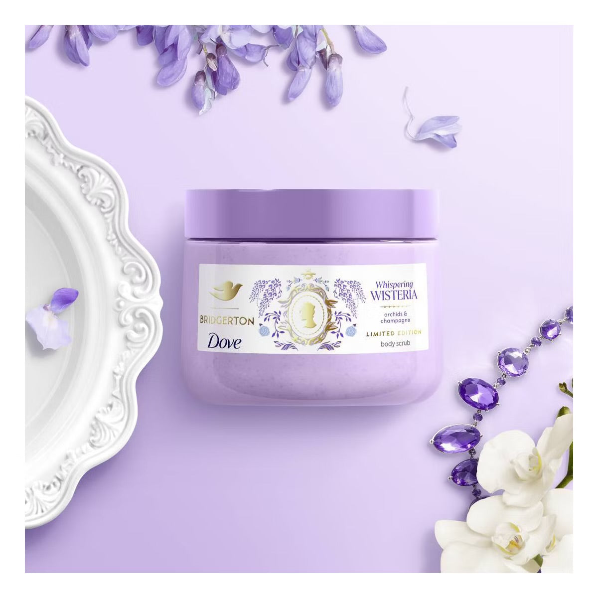 Dove x Bridgerton — Whispering Wisteria Limited Edition Body Scrub (15 oz)