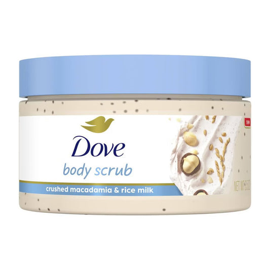 Dove Beauty Mini Body Scrub – Crushed Macadamia & Rice Milk | 3.5 oz Trial Size
