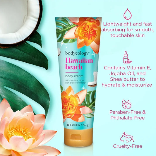 Bodycology Shea Butter Body Cream, Hawaiian Beach – 8 oz