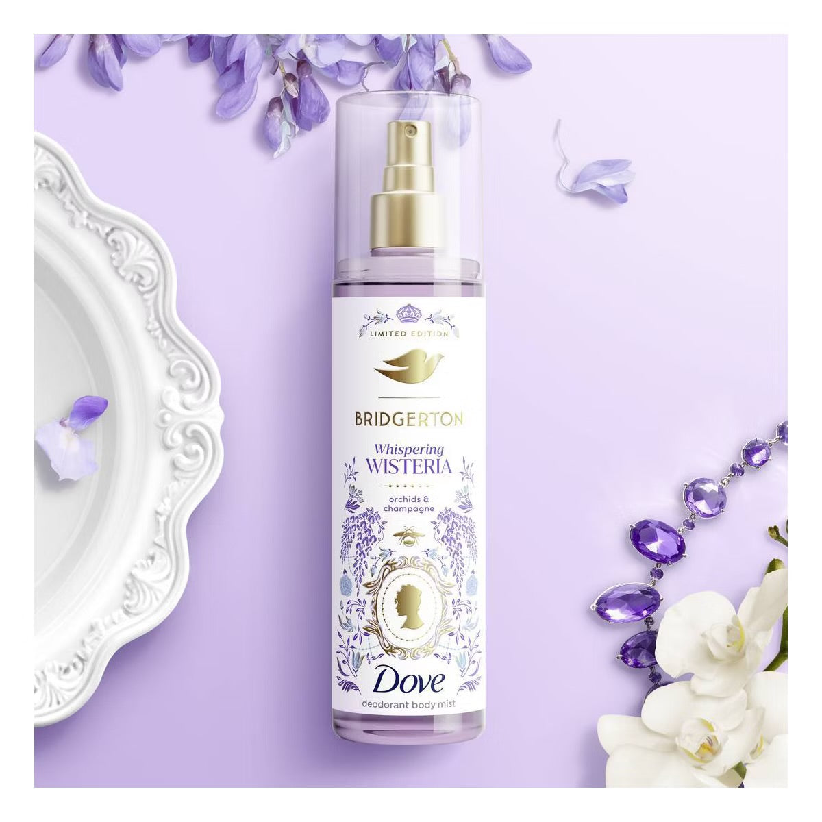 Dove x Bridgerton – Whispering Wisteria Body Mist (Limited Edition, 8oz)