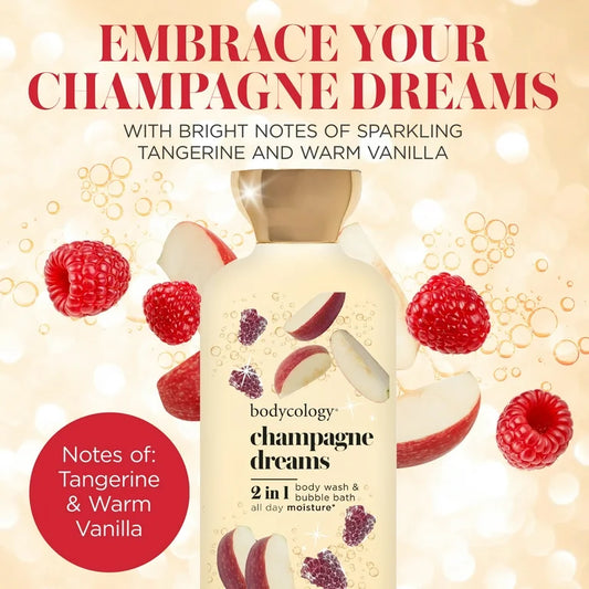 Bodycology 2-in-1 Body Wash & Bubble Bath, Champagne Dreams – 16 fl oz