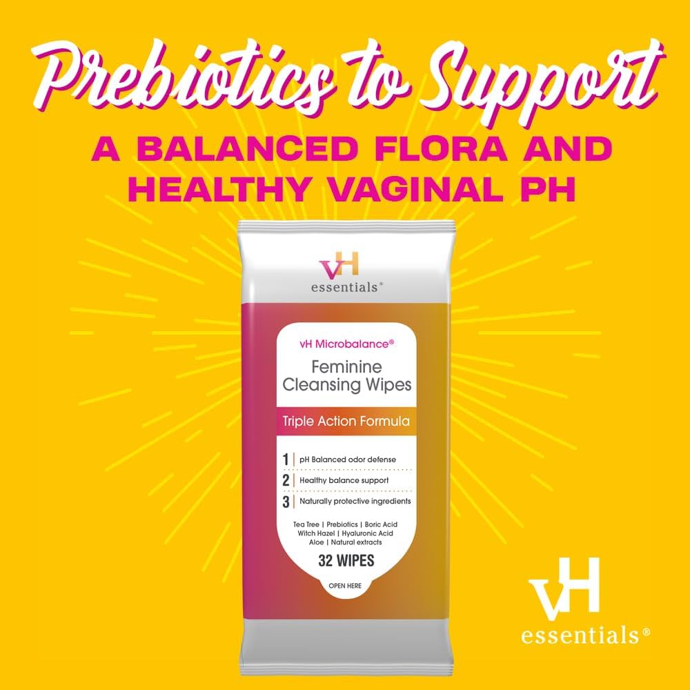 vH Essentials – Feminine Cleansing Wipes (pH Balanced, 32 Count)