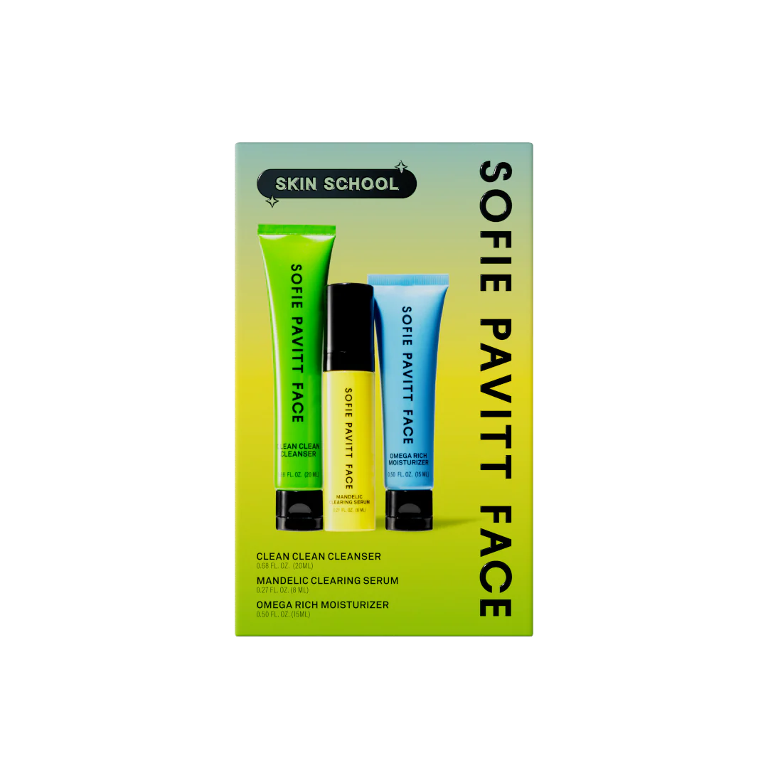 Sofie Pavitt Face – The Skin School Set: Cleanse, Treat & Hydrate Minis