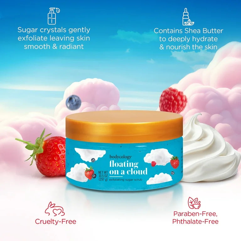 Bodycology Exfoliating Sugar Scrub, Floating on a Cloud – 10 fl oz