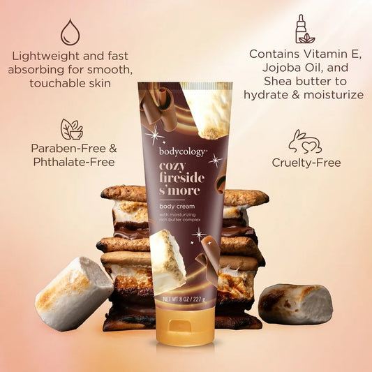 Bodycology Shea Butter Body Cream, Cozy Fireside S’more – 8 oz