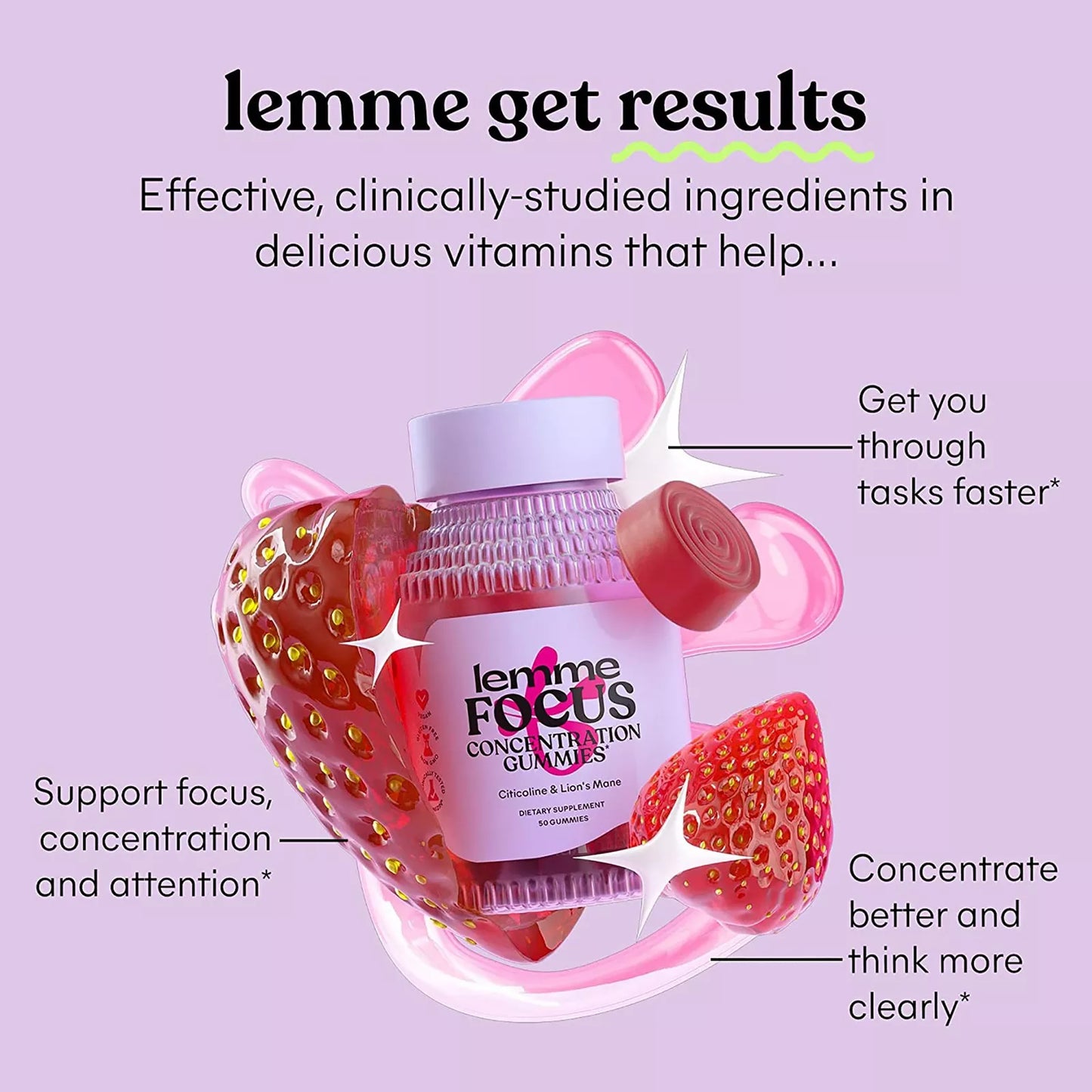 Lemme Focus – Concentration & Brain Health Gummies (50ct)