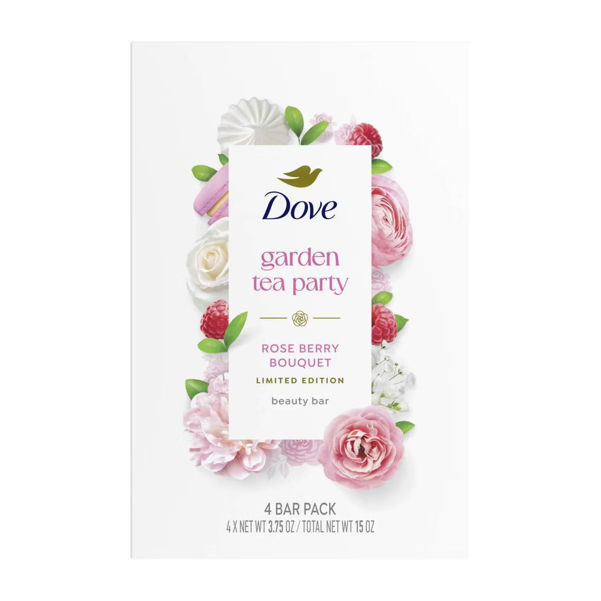 Dove Garden Tea Party Beauty Bar – Rose Berry Bouquet (Limited Edition, 4pk)