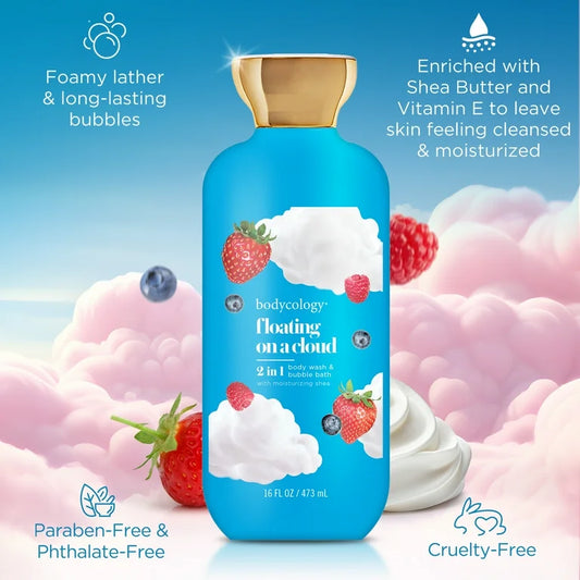 Bodycology 2-in-1 Body Wash & Bubble Bath, Floating on a Cloud – 16 fl oz