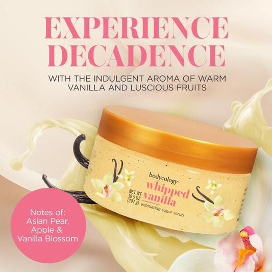 Bodycology Exfoliating Sugar Scrub, Whipped Vanilla – 10.5 oz