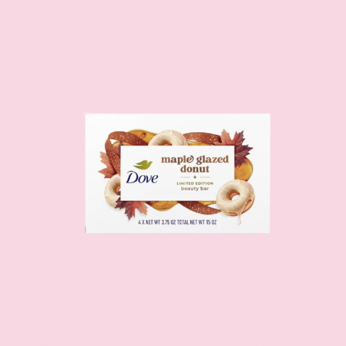 Dove Beauty Holiday Treat Bar Soap – Maple Glazed Donut (Limited Edition, 15 oz / 4pk)