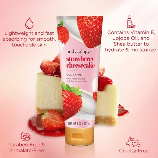 Bodycology Shea Butter Body Cream, Strawberry Cheesecake – 8 oz