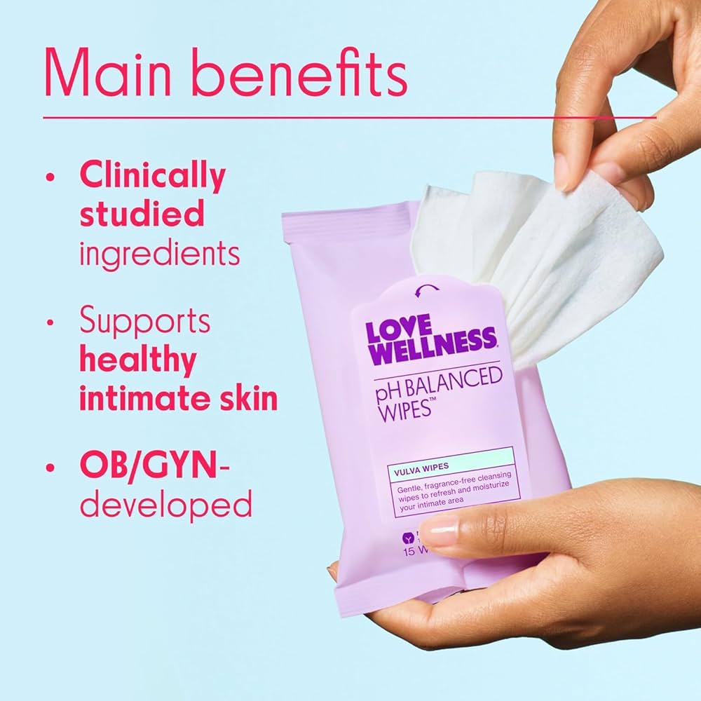 Love Wellness – pH Balancing Wipes (3-Pack, 15 Wipes Each)