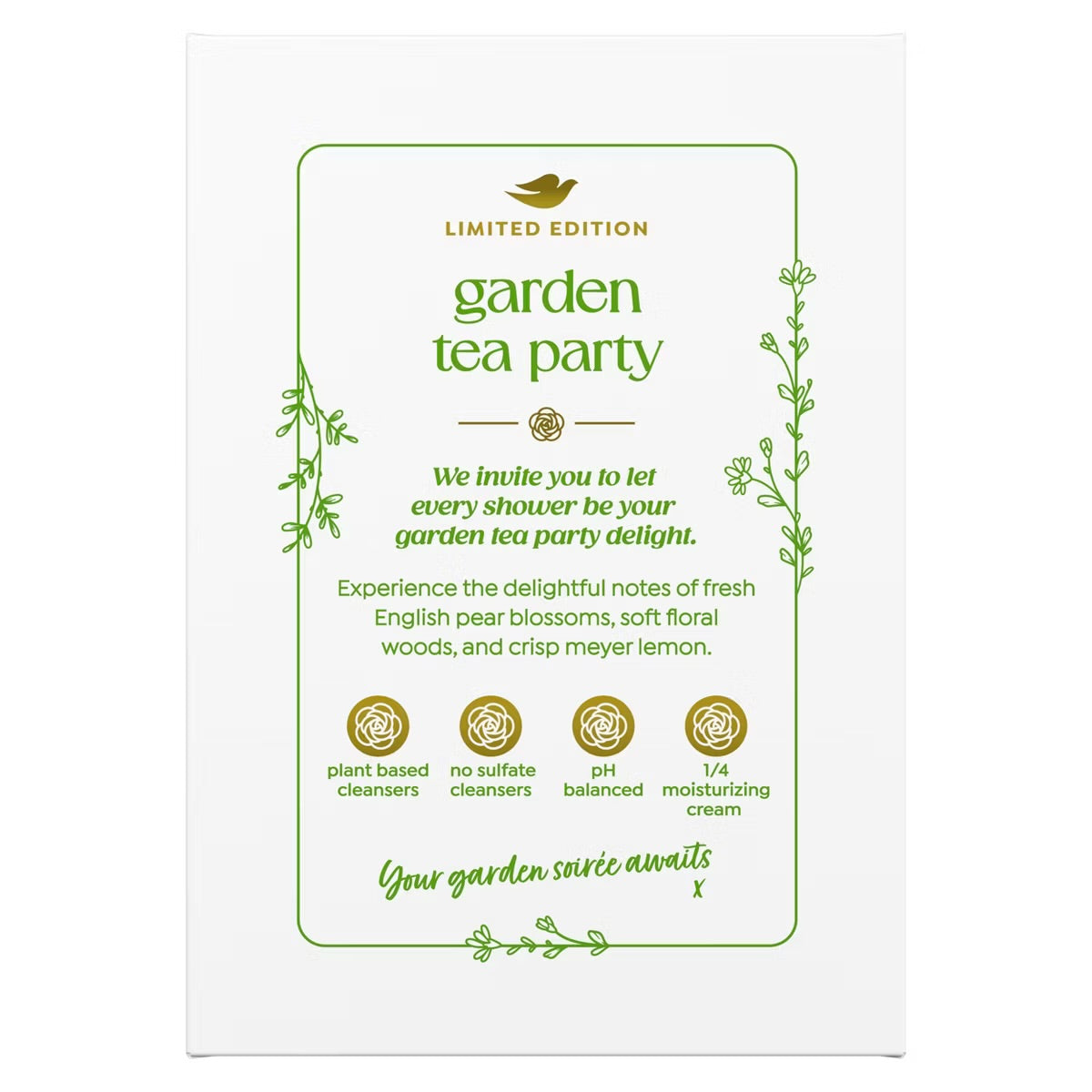 Dove Garden Tea Party Beauty Bar – English Pear Blossom (Limited Edition, 4pk)