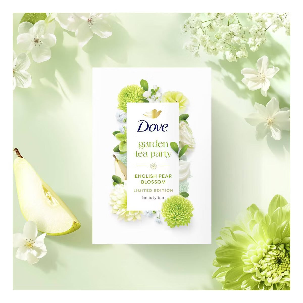 Dove Garden Tea Party Beauty Bar – English Pear Blossom (Limited Edition, 4pk)
