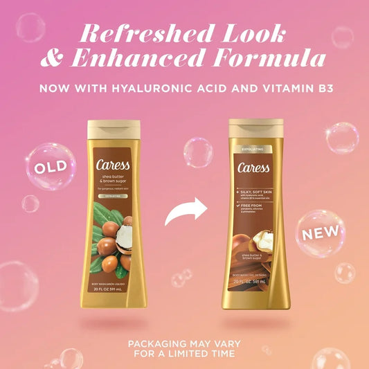 Caress Exfoliating Body Wash – Shea Butter & Brown Sugar (20 fl oz)