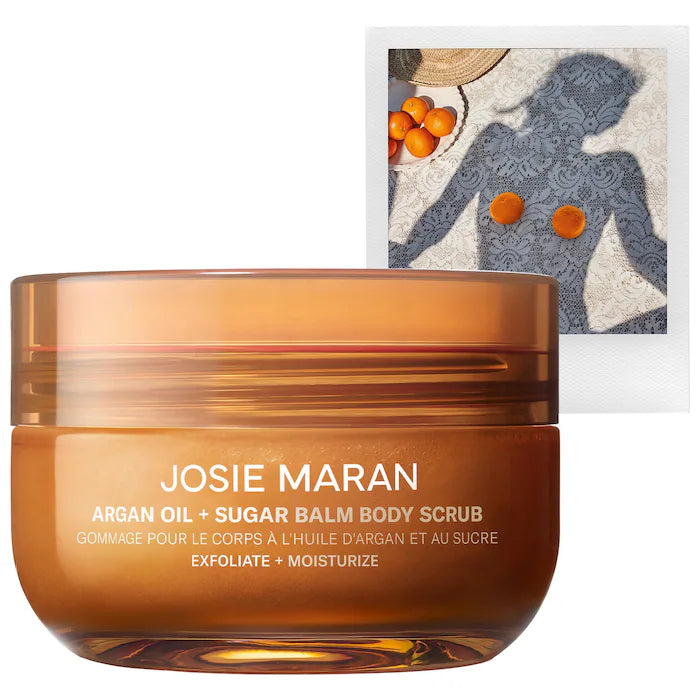 Josie Maran – Topless Tangerine Argan Oil + Sugar Balm Refillable Exfoliating Body Scrub