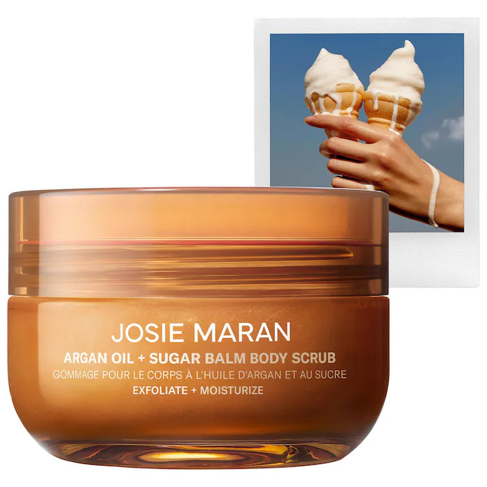 Josie Maran – Vanilla Vibezzz Argan Oil + Sugar Balm Refillable Exfoliating Body Scrub